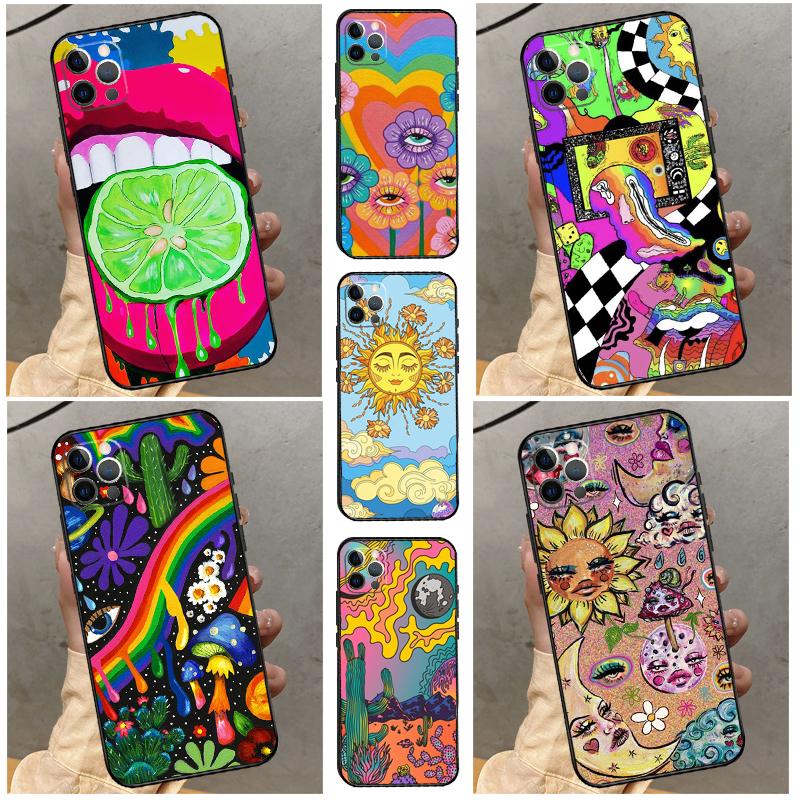 Indie Hippie Art Phone Case For iPhone 17 16 15 14 11 12 13 Pro Max Plus 12 13 mini 16e 17 Air Bumper Cover