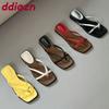 Fashion New In Summer Beach Flats Slides Slippers Sandals Shoes For Women Fashion Square Toe Ladies Slippers Shoes Female Flip flops