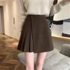 2024 Korean A-Line Pleated Skirt with Sweater - Coffee Color, Autumn/Winter