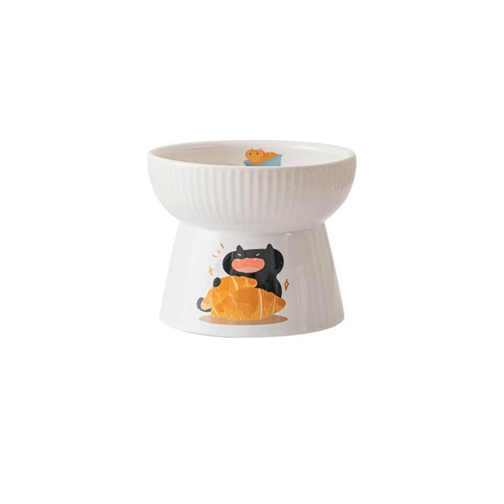Мультяшная керамическая миска для кошки, милая миска для кормления собаки, миска для питомца на высокой ножке, емкость для воды