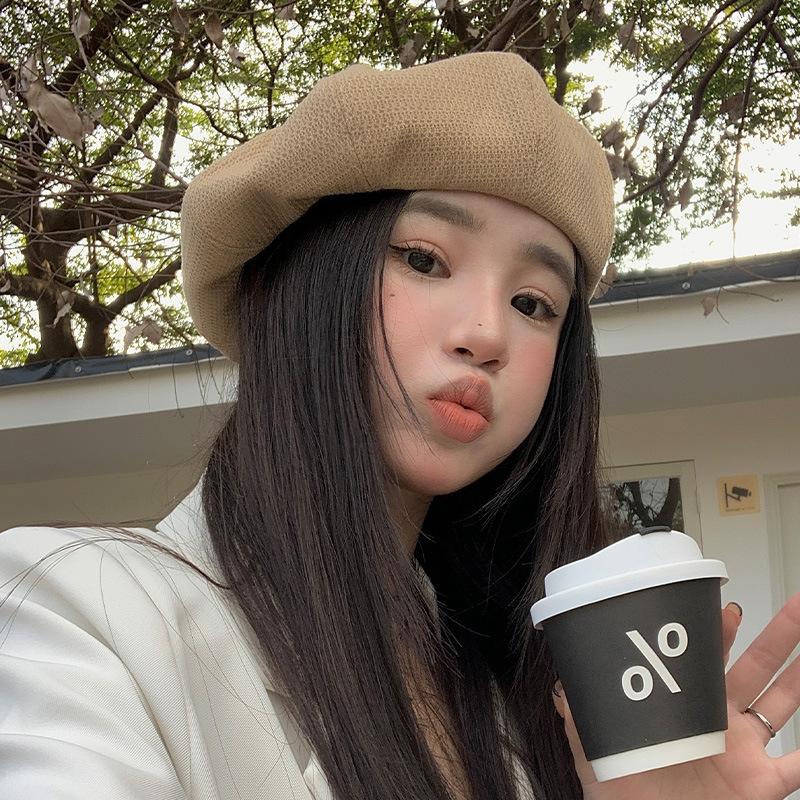 Британский Ретро Берет Женский Весенне-Осенний Вязаный Литературный Шляпа Художника Корейская Версия Универсальная Теплая Шапка