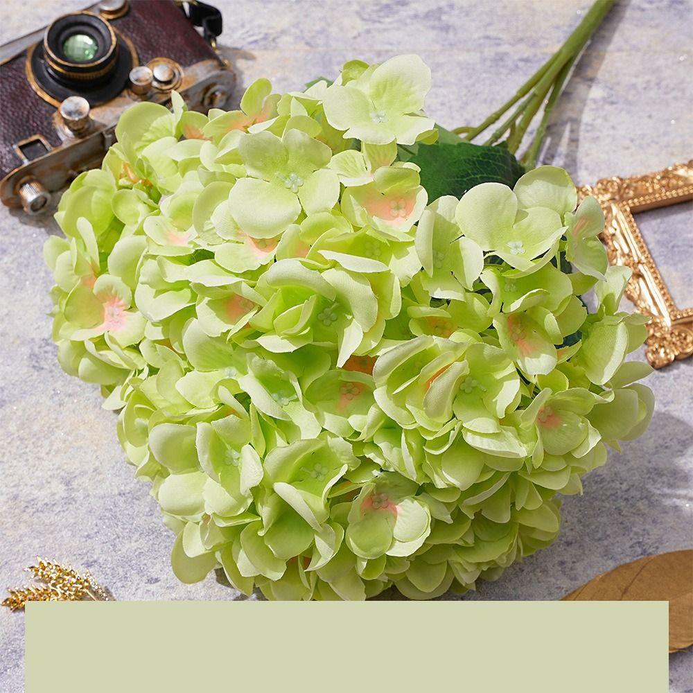 Silk Artificial Hydrangea 5 Heads Wedding Bridal Bouquet Decorative Fake Flowers  for Vases