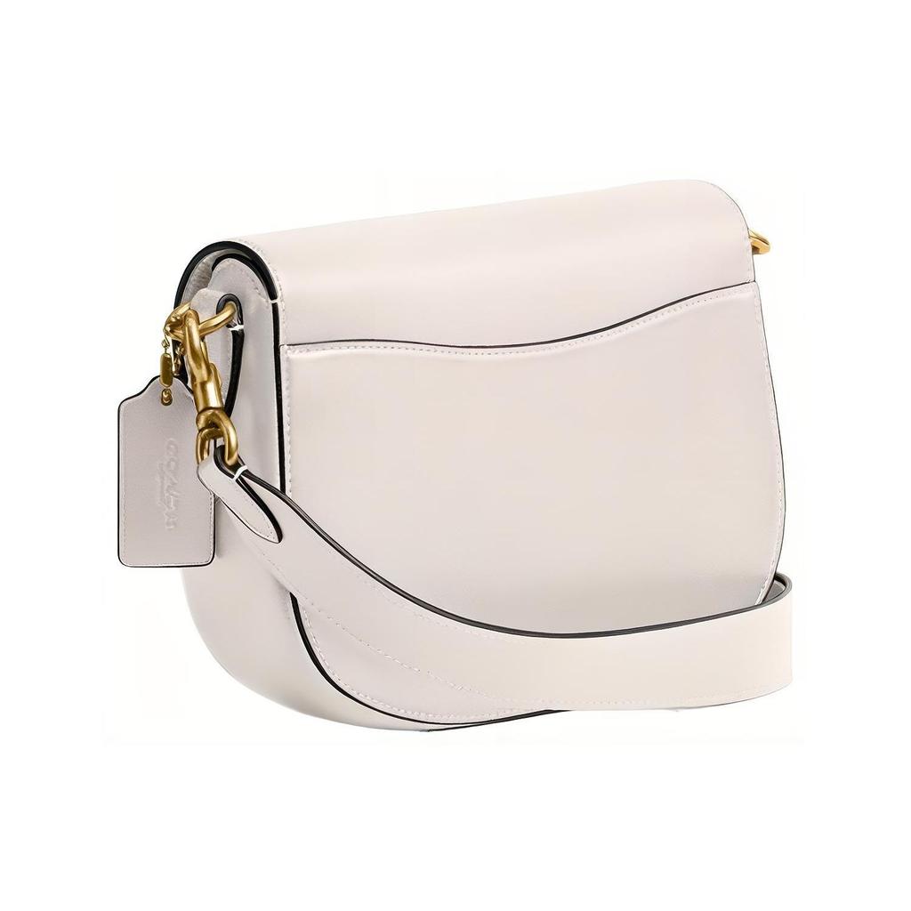Coach Harley Shoulder Bag 22 Solid Color Flap Hardware Snap Closure Glove Leather Saddle Bag Women Shoulder Bag White CM705-B4HA