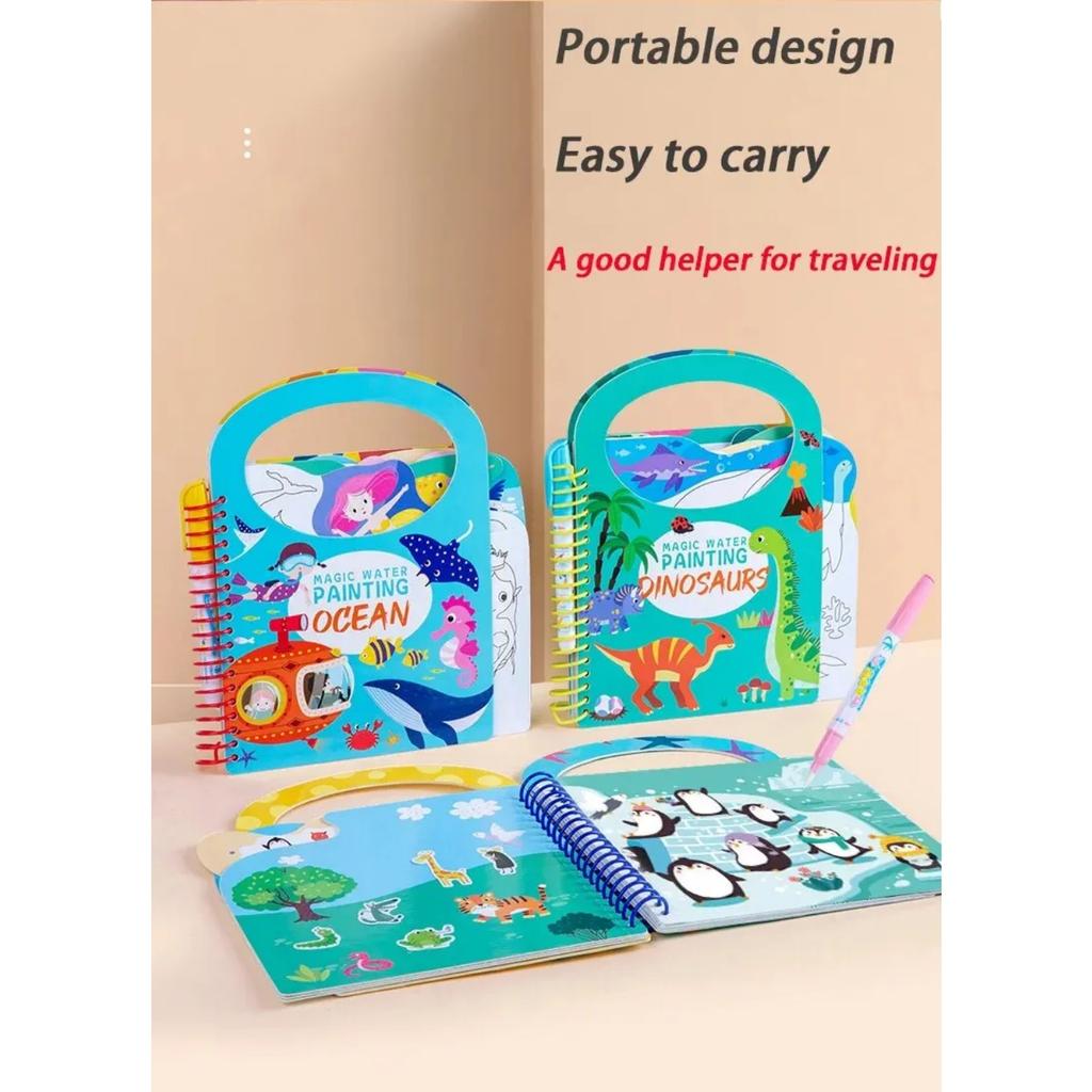 Детские игрушки для раннего образования, волшебная книга с ручкой, водный рисунок, игрушки Монтессори, подарок, многоразовая книжка-раскраска, волшебная книга для рисования