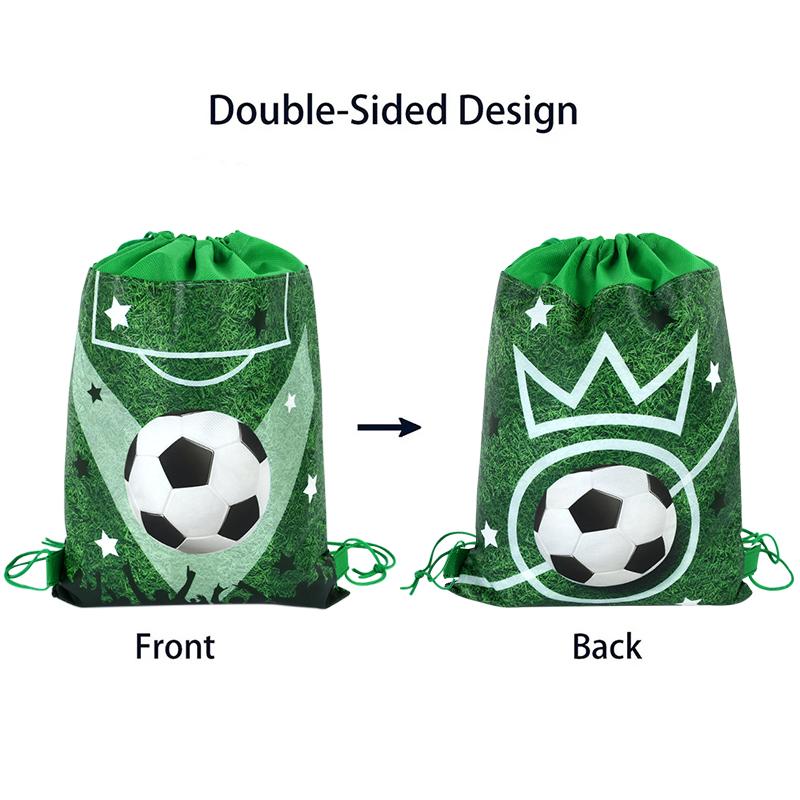 1-20Pcs Football Theme Gift Bags Non-woven Soccer Drawstring Goodie Bag Backpack Kids Sport Birthday Party Favors Decor Supplies