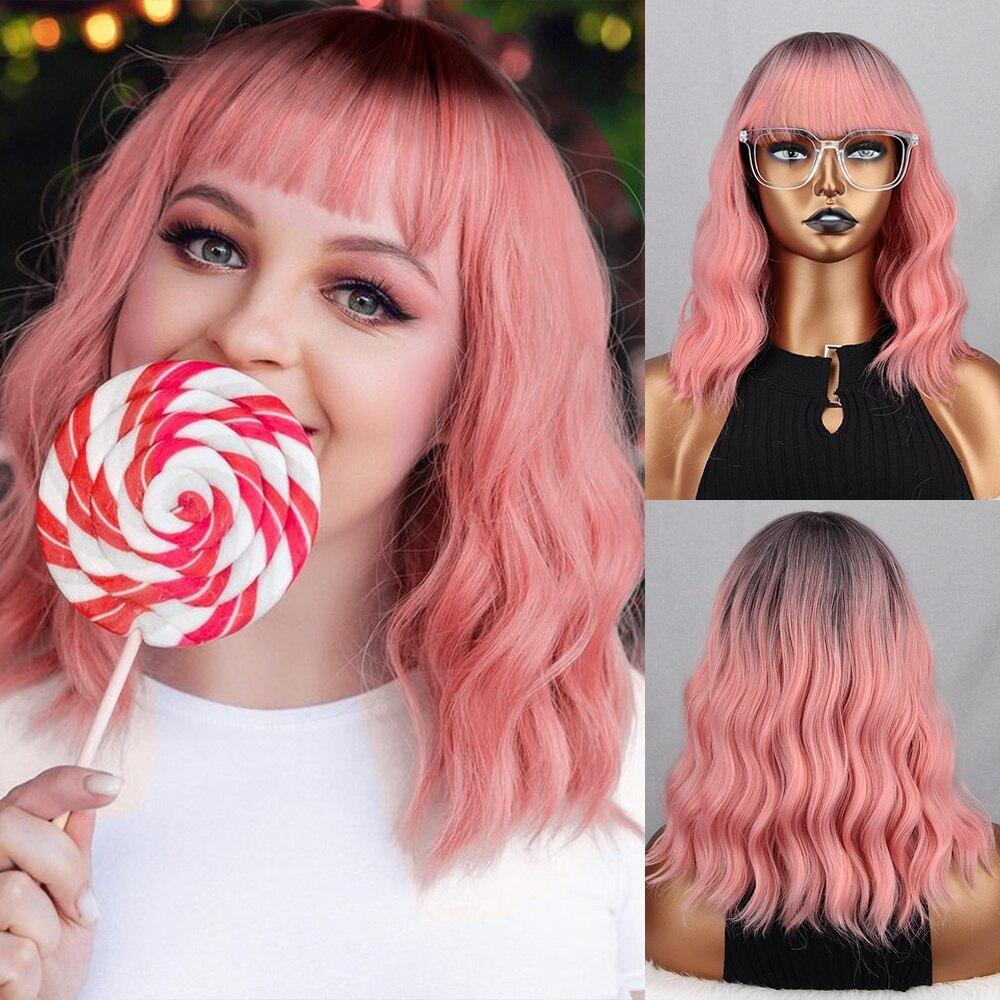 Синтетический Омбре белый серебристый натуральный волнистый короткий парик боб с челкой для косплея на каждый день натуральный парик с волнами