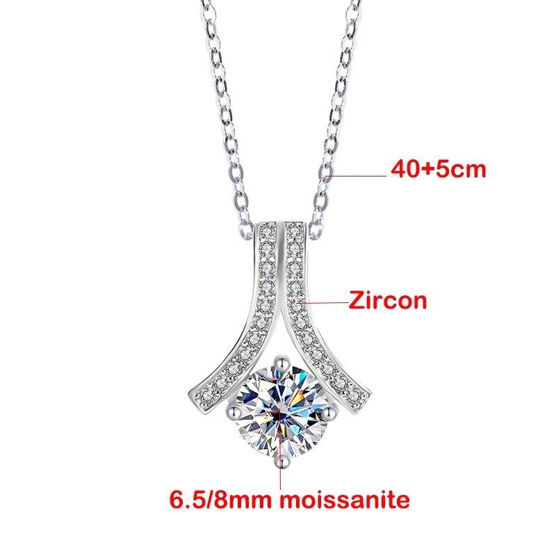 D цвет 1-2CT сертифицированный муассанит ожерелье для женщин платиновое серебро S925 ювелирные украшения свадебный блестящий кулон с драгоценными камнями