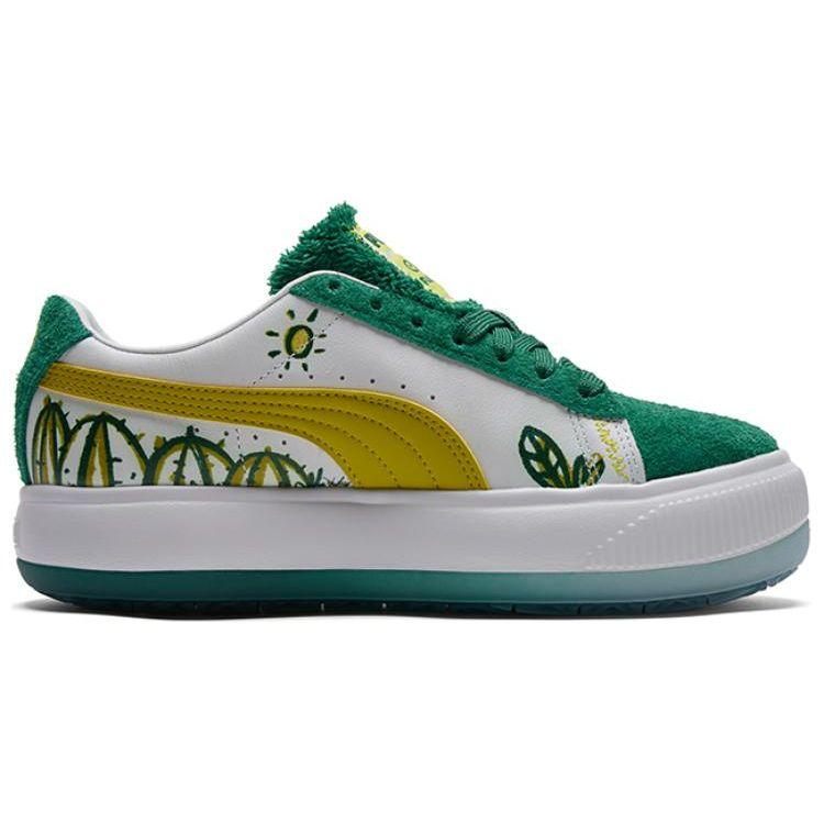 Puma Flabjacks X Suede Mayu Fuzzy Cactus Park Graffiti Low-Top Sneakers Women Sneakers Light-Green 388595-01