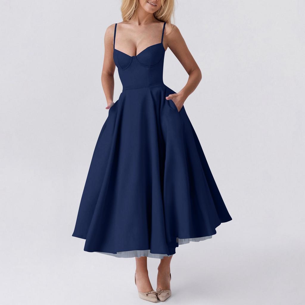 Женское модное однотонное платье принцессы с сеткой и двухслойным платьем на подтяжках