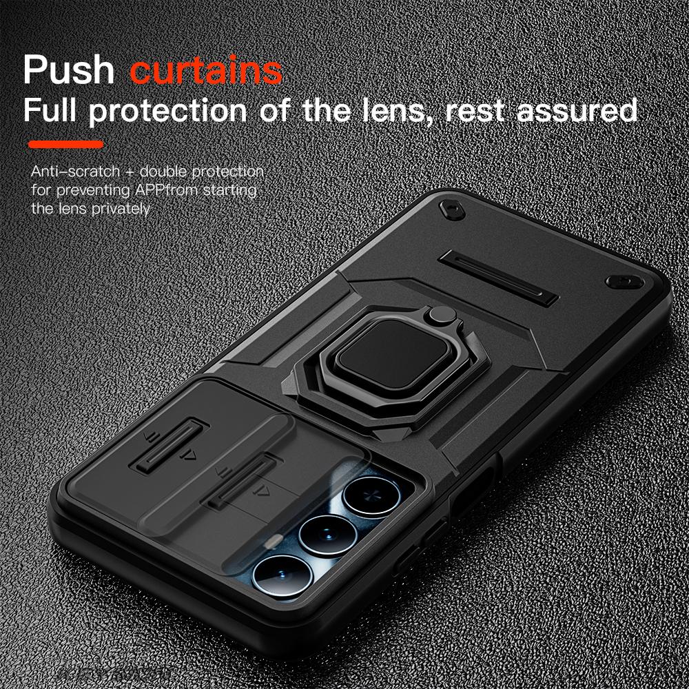 KEYSION Противоударный чехол для Realme C65 4G, слайдер, защитное кольцо для объектива камеры, задняя крышка телефона для OPPO Realme C65