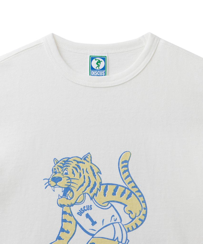 DISCUS ATHLETIC Super Heavyweight Regular Fit Tiger T-Shirt Off-White