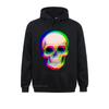 Vaporwave Neon Skull Techno Hipster Hooded Pullover Aesthetic Skull Watercolor Rainbow Space Skull Funny Tshirt For Men Camisa