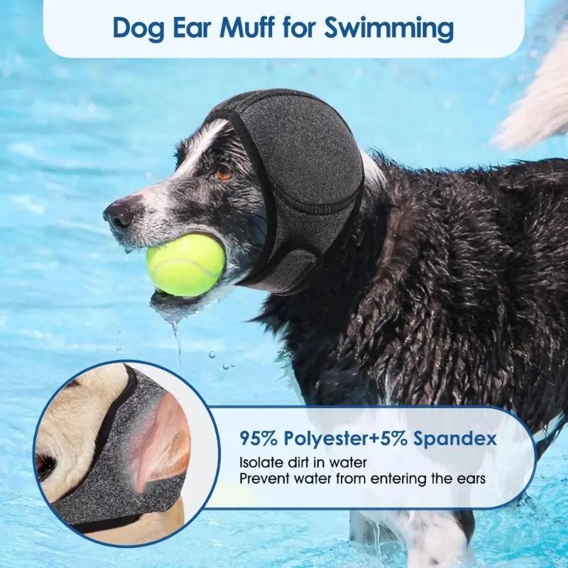 Waterproof Noise Cancelling Dog Ear Muffs for Swimming & Grooming - Calming Hood To Relieve Pet Anxiety & Prevent Shock