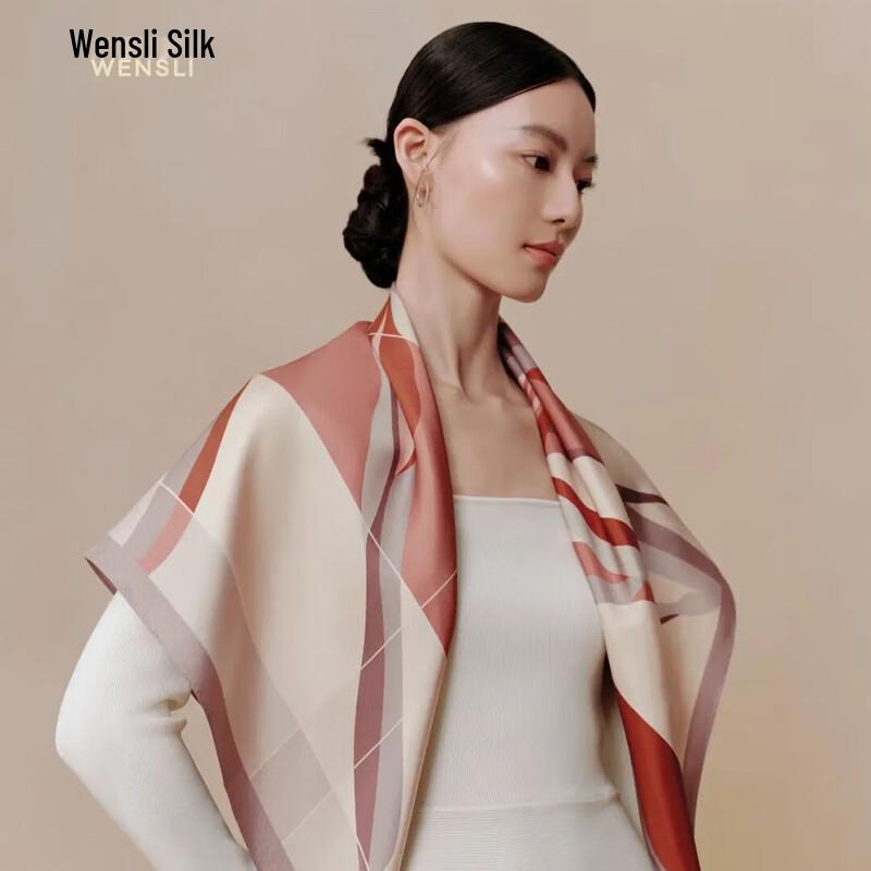 Wanshili Twilight Flower Shadow Double-Sided Mulberry Silk Square Scarf