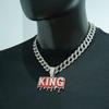 Diamond-encrusted KING Letter Pendant Cuban Chain, European and American Hip-hop Full of Diamonds, Personalized Domineering Men's Necklace