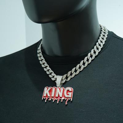 Кулон-буква KING, инкрустированный бриллиантами, кубинская цепь, европейский и американский хип-хоп, полностью усыпанный бриллиантами, персонализированное властное мужское ожерелье