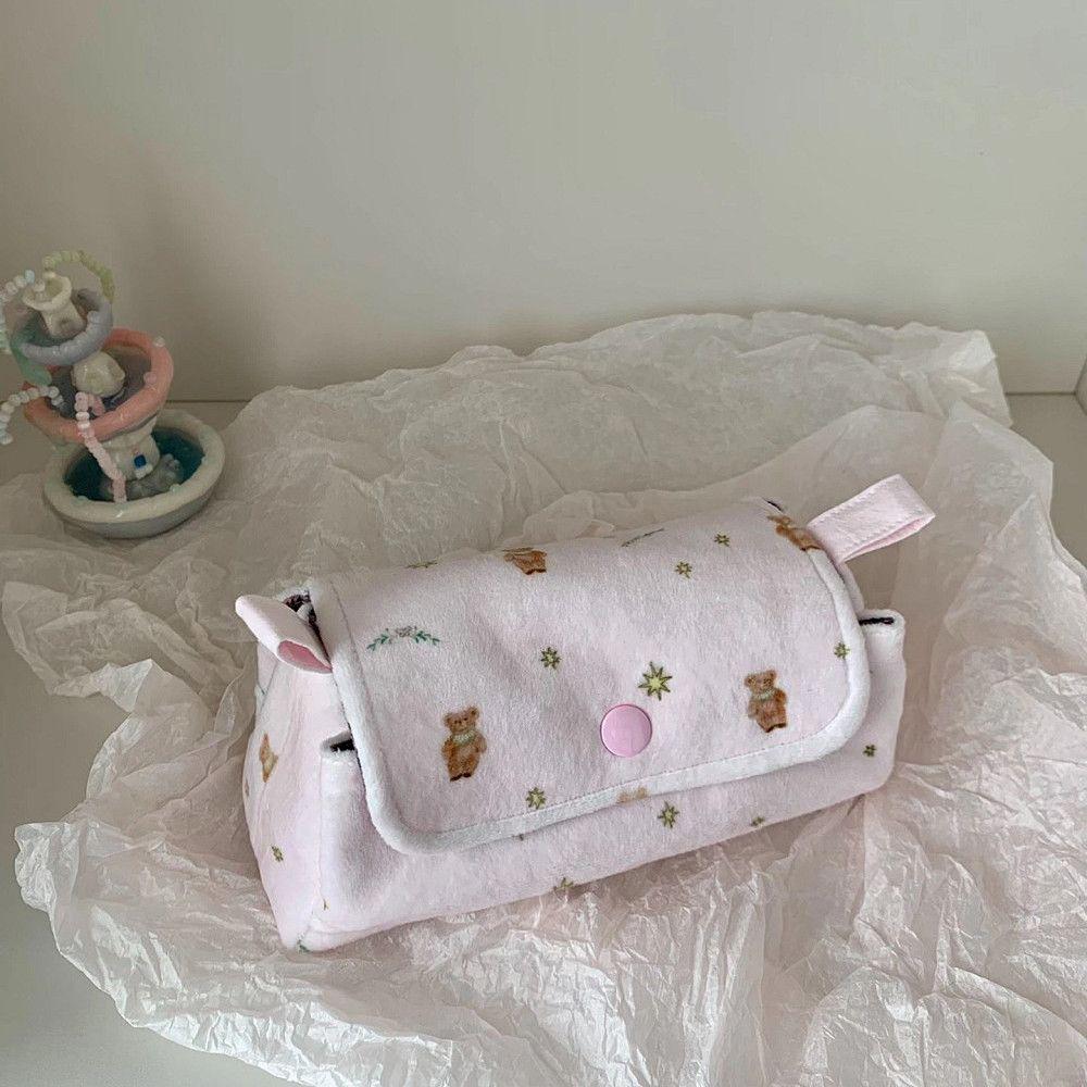 Printed Pencil Storage Bag Large Capacity Zipper Stationery Pouch Back To School