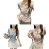 Plain Weave T Shirt With Lace Embroidery For Summer Casuals