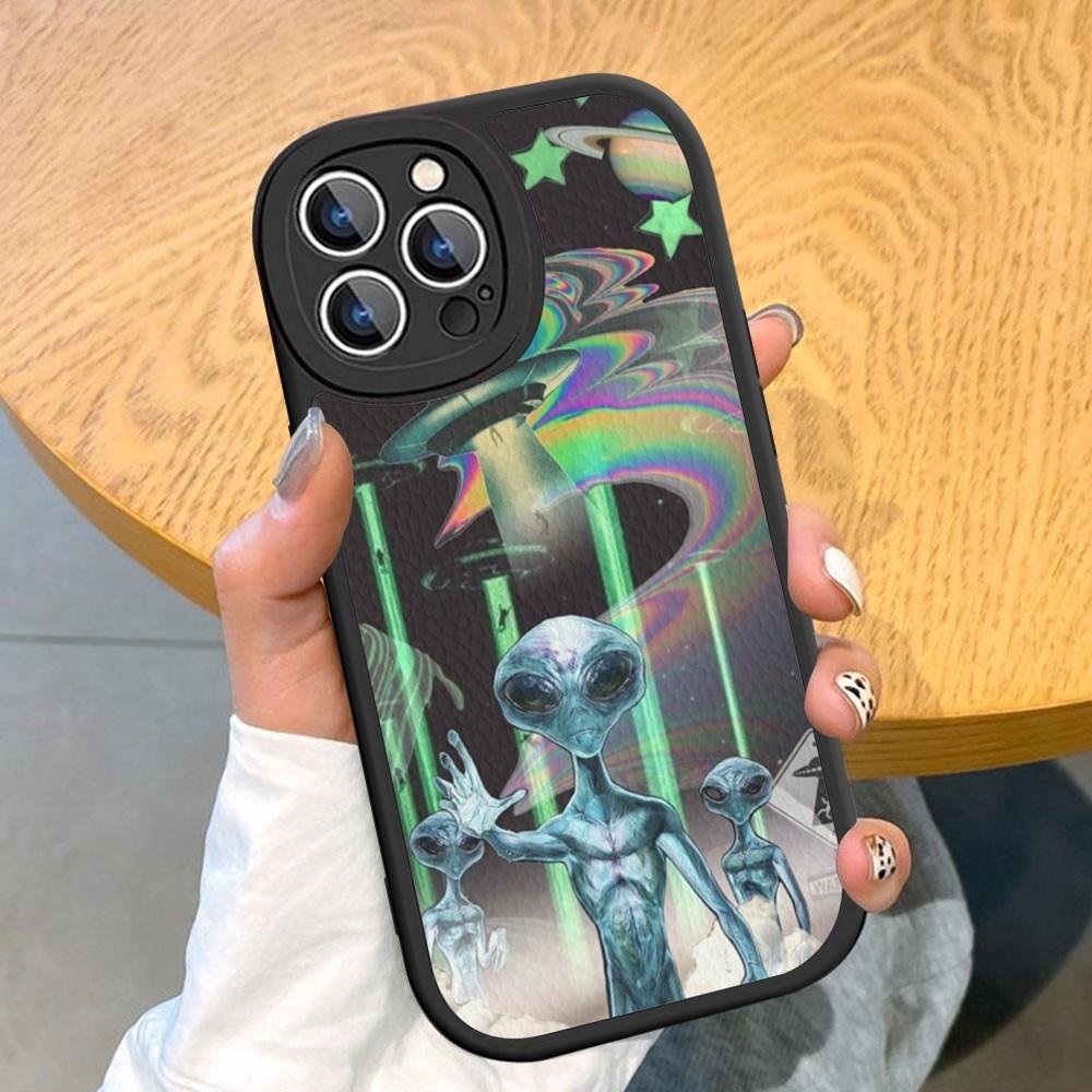 Эстетика милый мультяшный инопланетный космический чехол для телефона из твердой кожи для iPhone 14 13 12 Mini 11 14 Pro Max Xs X Xr 7 8 Plus Fundas
