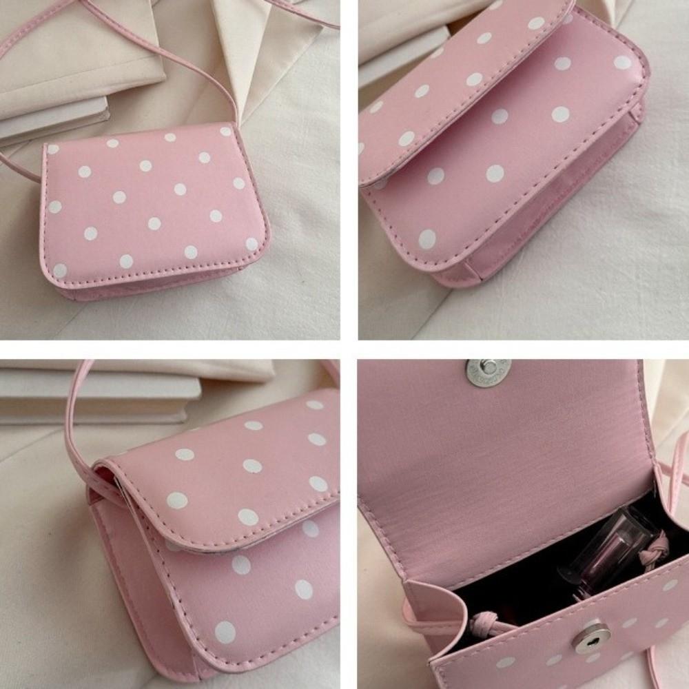 PU Polka Dot Crossbody Bag Sweet Single-Shoulder Bag Fashionable Mini Square Bag Casual