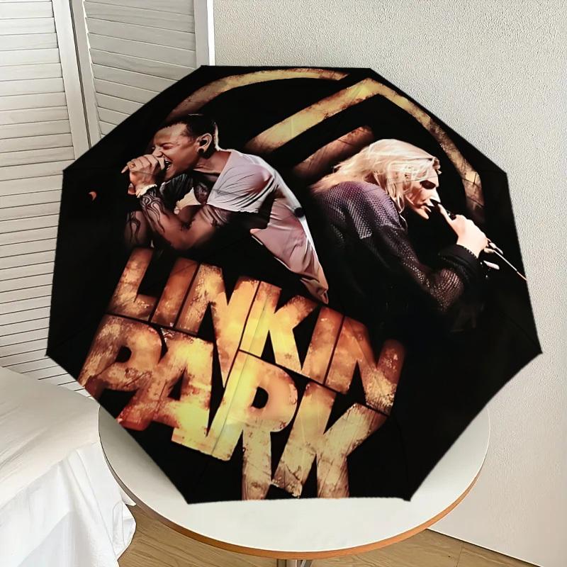 1pc Linkin Park Band Automatic Umbrella | Portable Foldable 8-Rib Manual Open, Cute Halloween & Christmas Gift for Outdoor, Casual Accessory, Durable