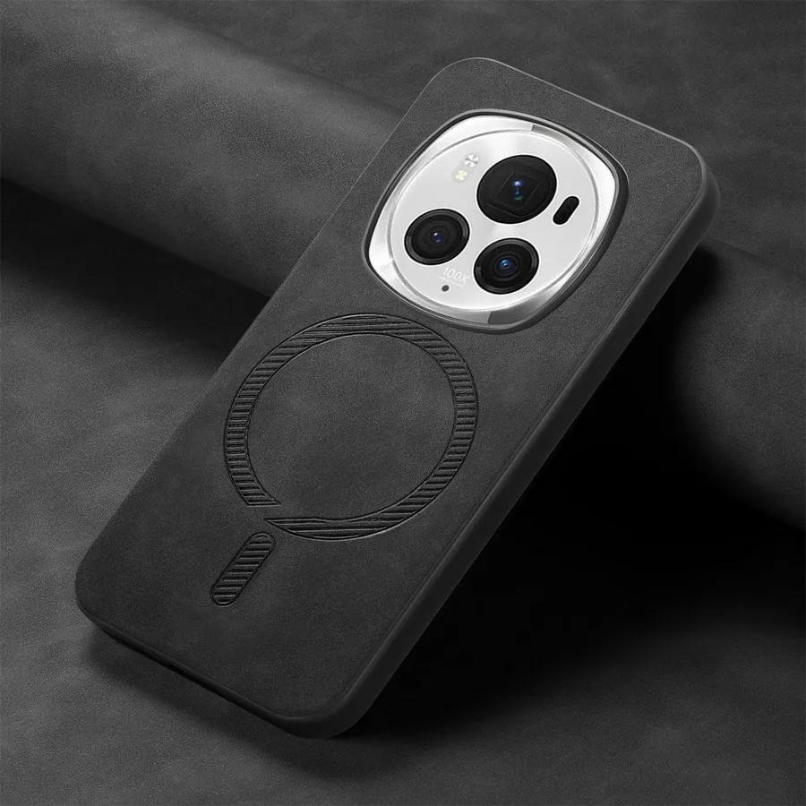 Для Huawei Honor Magic 6 Pro 5G Роскошный кожаный чехол для беспроводной зарядки Magsafe Магнитный чехол для Honor Magic6 Lite 6pro Противоударный бампер