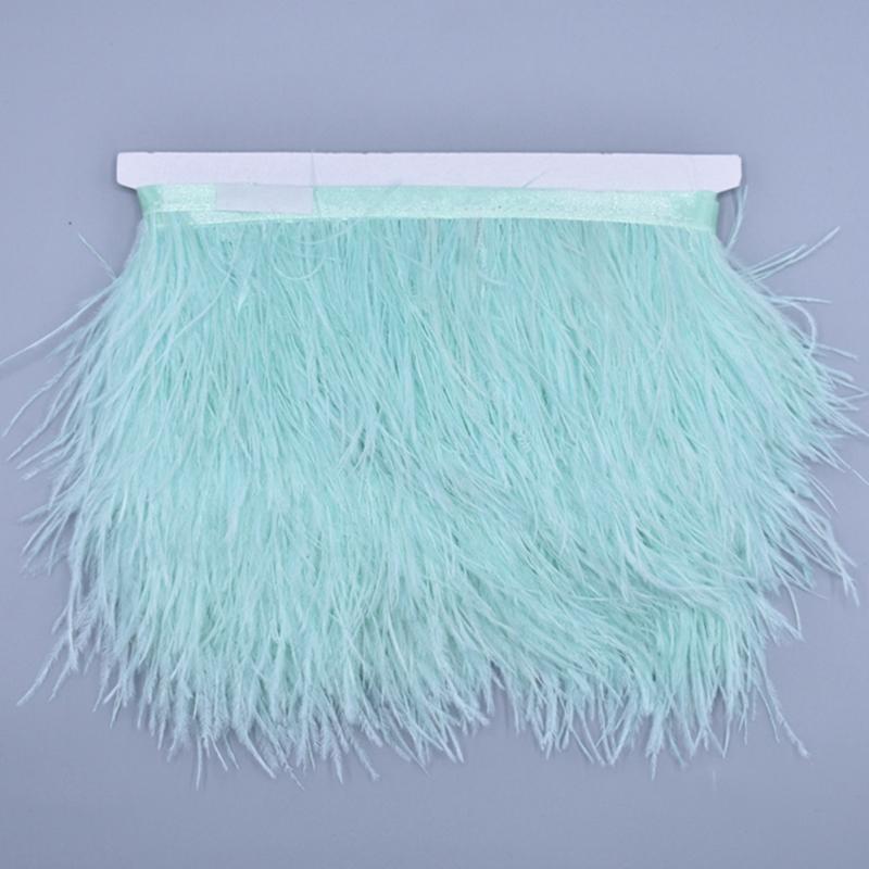 10Meters Colored Ostrich Feathers On Ribbon Trim 8-10Cm Skirt Fringe On Tape Ostrich Feather Trims Sewing Trimmings Decoration