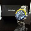 Б/у [BULOVA] Bulova/Мужские часы/Стильные/Хронограф/Крайне редкие/Для мужчин/Желтое золото.Серебристый.Синий цвет/Товар с витрины специальная цена