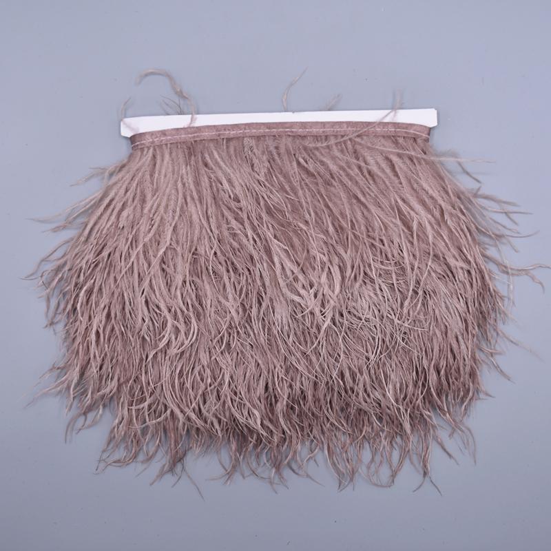 10Meters Colored Ostrich Feathers On Ribbon Trim 8-10Cm Skirt Fringe On Tape Ostrich Feather Trims Sewing Trimmings Decoration