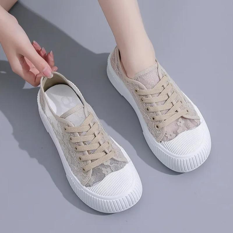 Fashion Summer Women Lace Casual Shoes Woman Breathable Mesh Sneakers Flats Platform Floral Loafers Comfort Shallow Walking Shoes 35-40