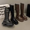 2025 Пустошь Ботинки Ковбои Носят Рыцарские Ботинки Вестерн Платформа Толстая Подошва Высокие Ботинки Два Новых Осенне-Зимних Ветра