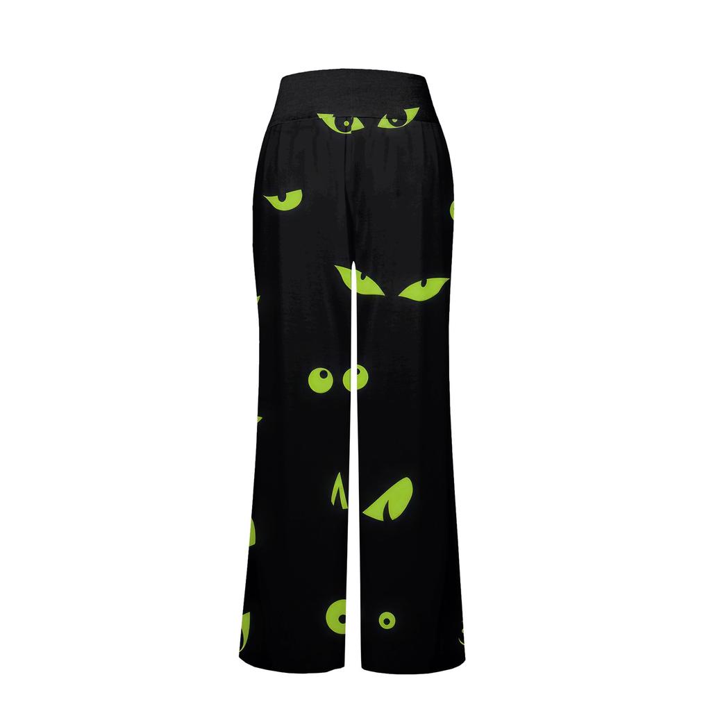 Женские удобные пижамные штаны с карманами на Хэллоуин и принтом на шнуровке, широкие брюки