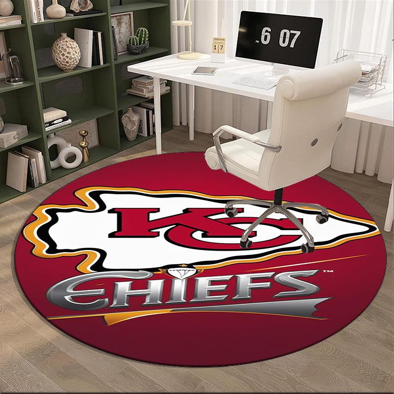 Kansas City Chiefs Logo Round Rug for Livingroom,Bedroom, Palyroom, Chair Rug, Area rug, Circle Carpet, Large Size Fan Christmas gift
