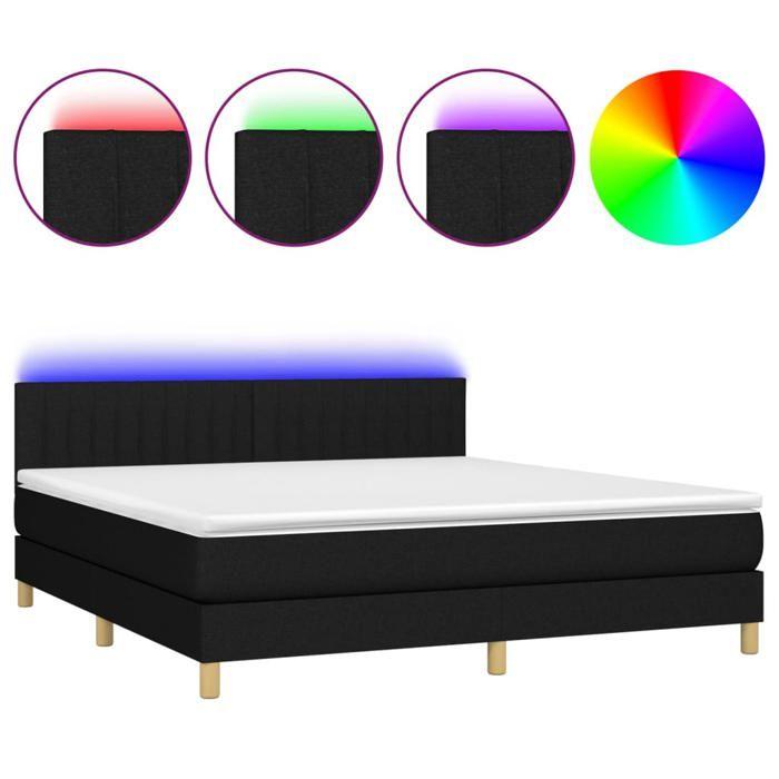 Maison Exclusive - Sommier à lattes de lit avec matelas LED Noir 180x200 cm Tissu