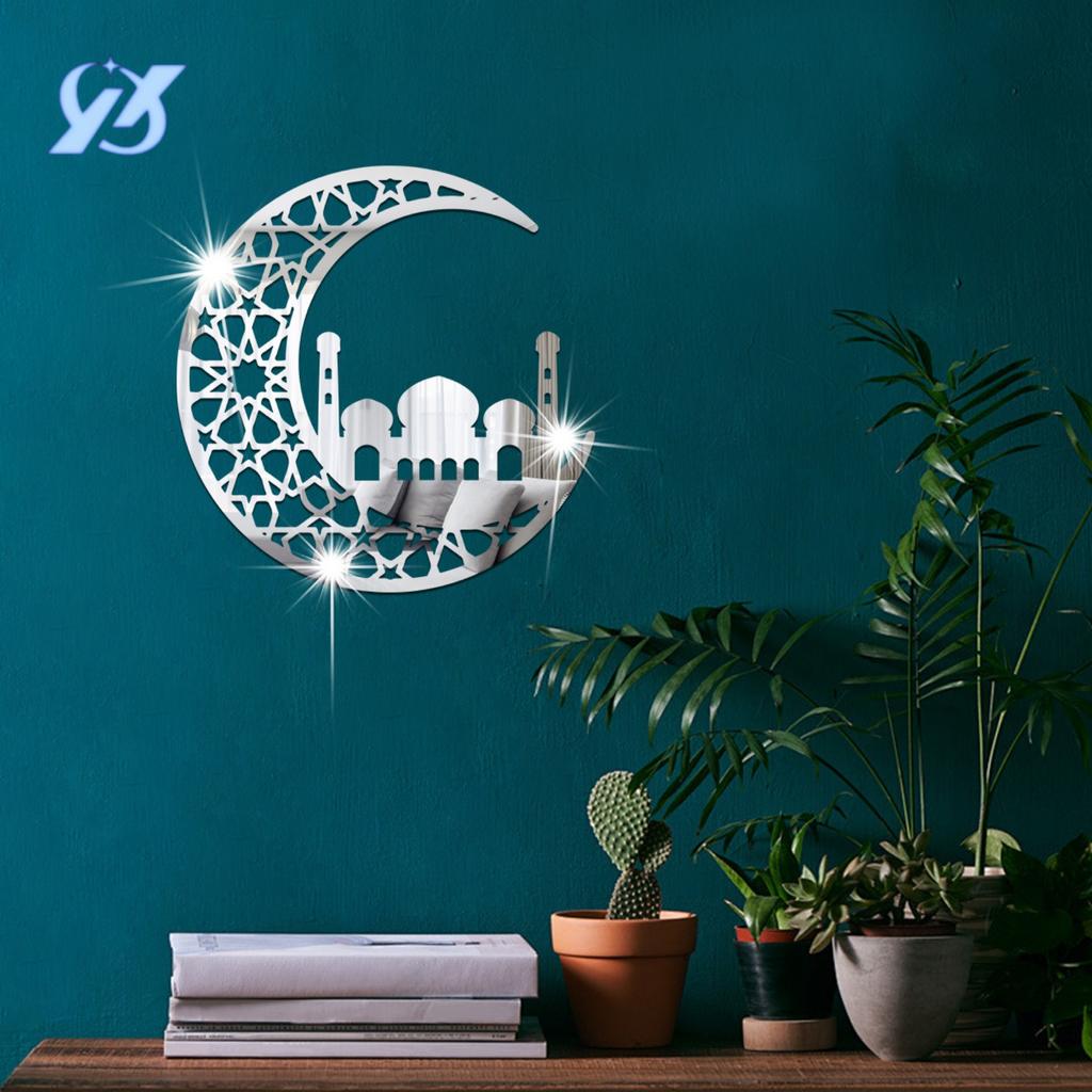 Креативные зеркальные акриловые настенные наклейки полая луна украшение спальни украшение гостиной настенные наклейки