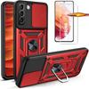 Tempered Glasses with Case - Booling - for Samsung S22 - Red - Anti-Scratch - Reinforced Edge