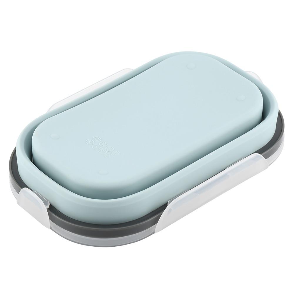 Blue/Pink/Green Foldable Lunch Box Silicone Fruit Storage Box  For Outdoor Travel
