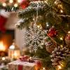 Gold Silver Red Christmas Tree Baubles 3Pcs Snowflakes Ornaments, 10cm Glitter Hanging Plastic Snowflake Glossy Electroplated Ornaments Decorations