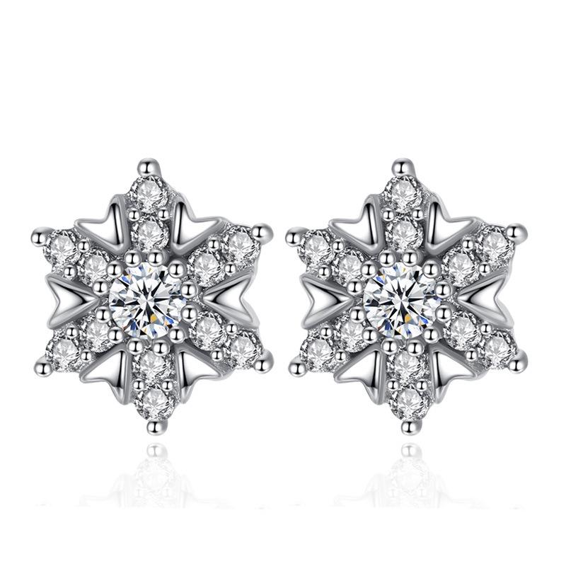 Корейская версия серебряных сережек-гвоздиков Love Star Anise Snowflake, модные женские аксессуары для ушей