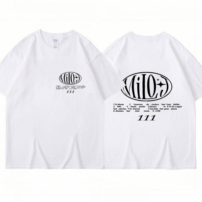 Rapper Milo J Tour 111 Album Merch Tshirt Men Women Trendy Hip Hop Harajuku Short Sleeve 100% Cotton Loose Tops Streetwear Male
