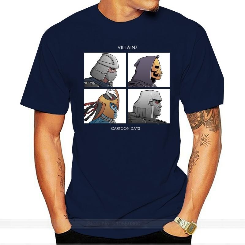 Villainz Cartoon Days Demon Days Parody Black T-Shirt Shredder Skeletor Mumm-Ra Harajuku Tee Shirt