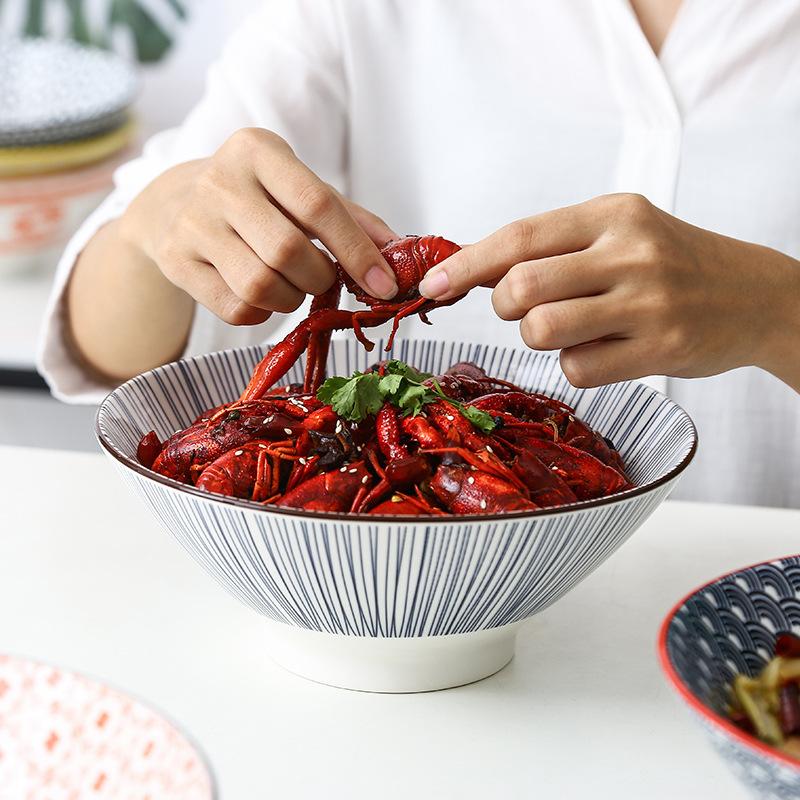 9 Inch Large Ramen Bowl Japanese Underglaze Ceramic Tableware Noodle Soup Bowl for Home