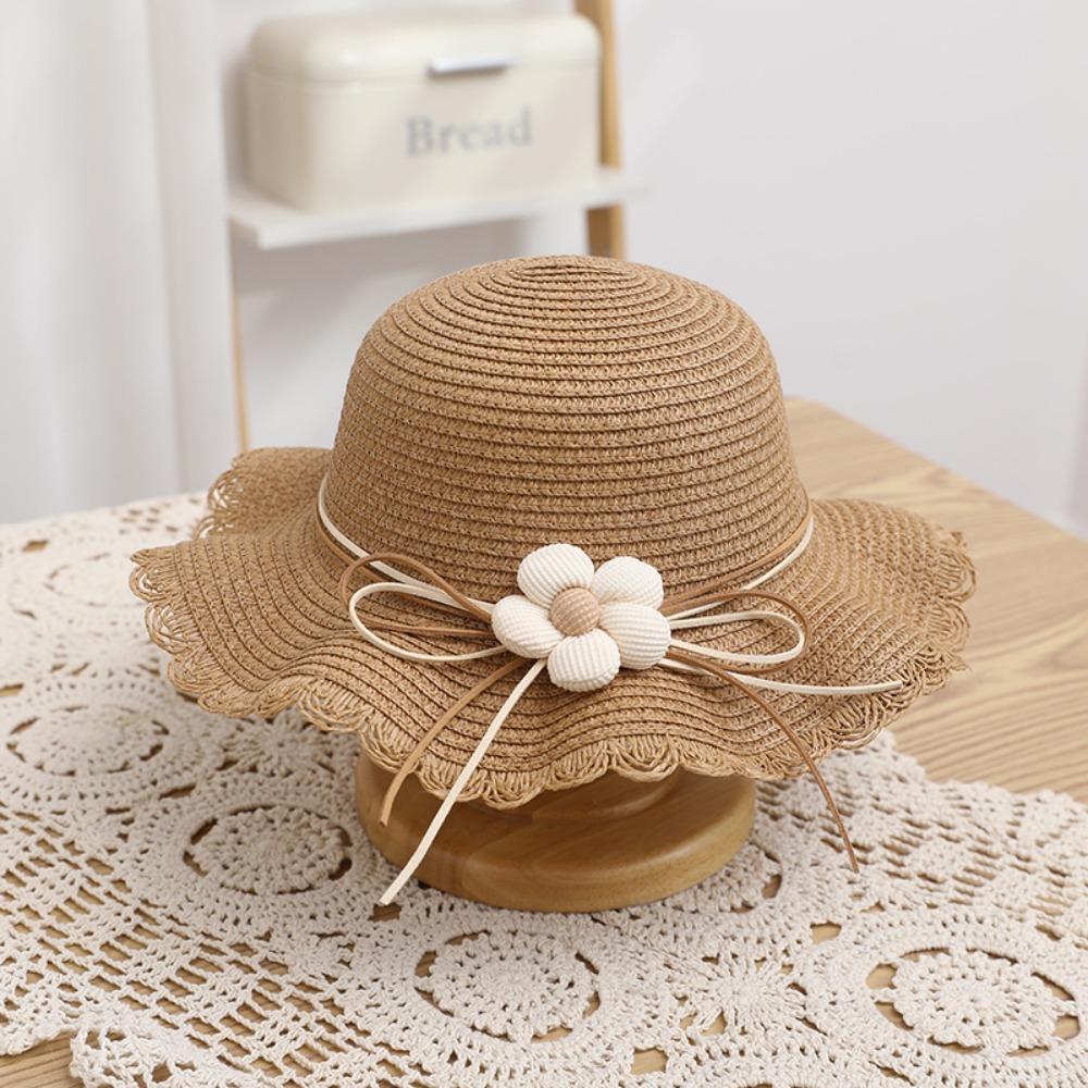 Korean Style Floral Straw Hat Spring Summer Baby Sun Hat Trendy Children Straw Hats  for Kids