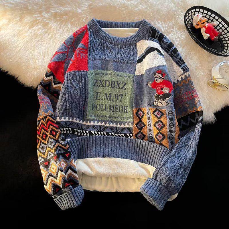 Модный новогодний красный рождественский свитер: Плюс бархатное утолщенное трикотажное пальто