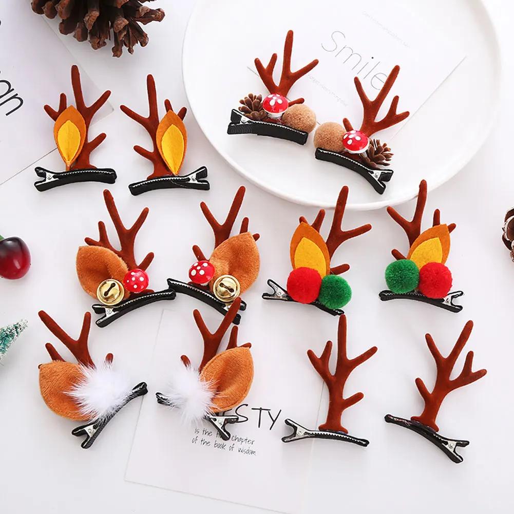 Christmas Decorative Deer Antler Hair Clip Party Costume Accessory Halloween Adult Hair Card Adorable Girl Heart Festival Gift