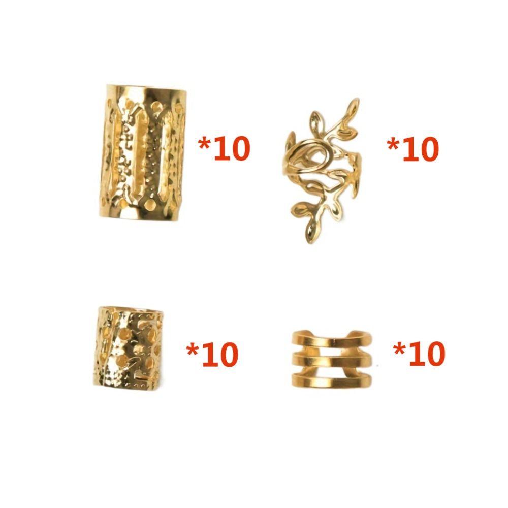 40PCS Gold and Silver Dreadlocks Beads Hair Braiding Hair Braid Tubes Hair Jewelry
