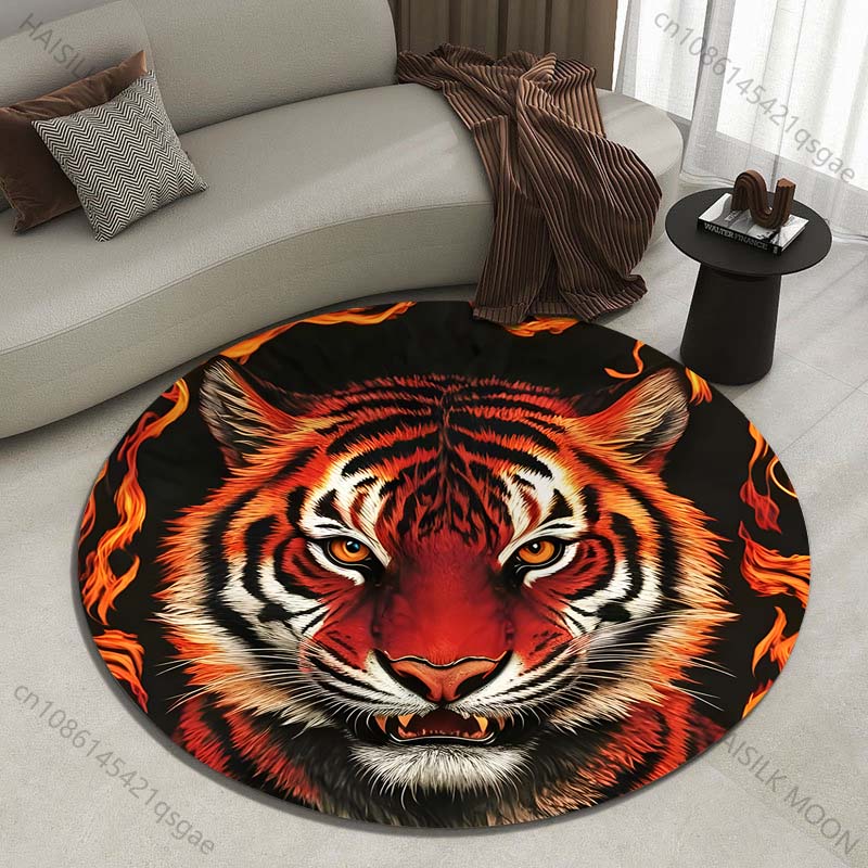 Multiple sizes ferocious animals Tiger head Print Round Carpet Living Room Bedroom Table Chair Sofa Decorative Carpet
