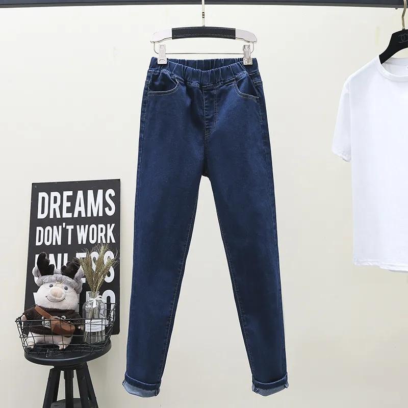 Джинсы-скинни Stretch Vintage Denim Брюки с высокой талией и эластичной резинкой Узкие брюки-карандаш Mom Jeans Plus Size