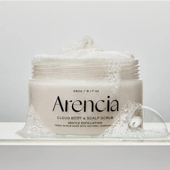 arencia Fresh Cloud Скраб для тела и кожи головы – Взбитое отшелушивающее очищающее средство для шелковисто-гладкой кожи (260г, Выберите 1 аромат)