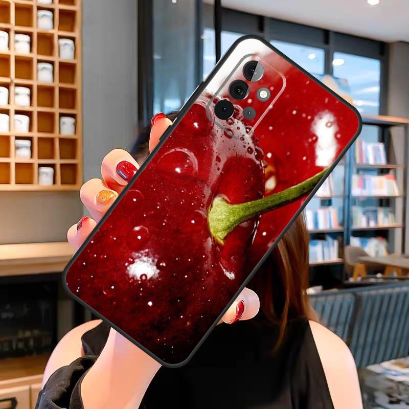 Летний чехол с красной вишней для Samsung Galaxy A06 A05 A16 A26 A36 A56 A53 A32 A52 A33 A13 A55 A35 A15 A14 A34 A54
